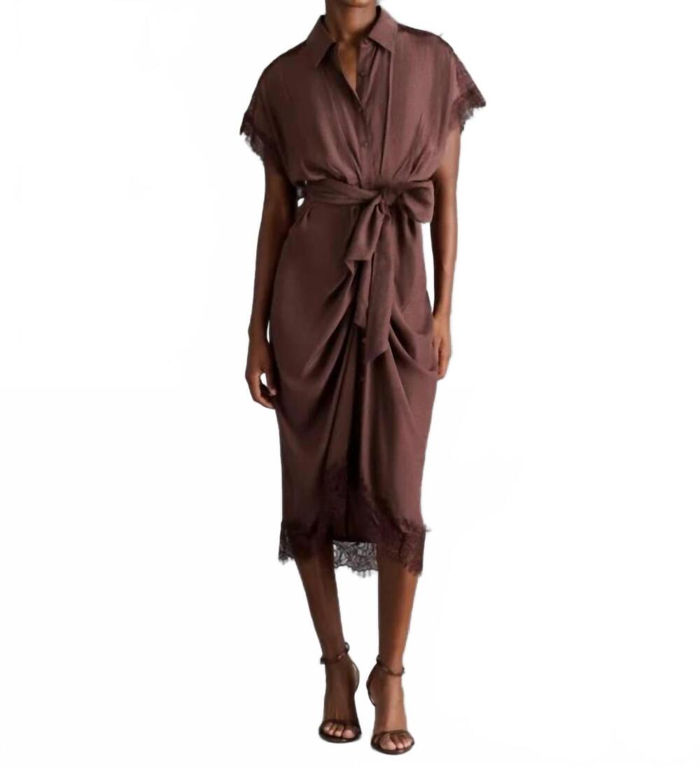 NEW STEVE MADDEN tori midi shirt dress in walnut
